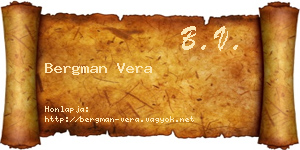 Bergman Vera névjegykártya